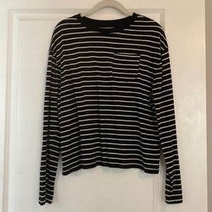 a new day Black and White Striped Long Sleeve Tee